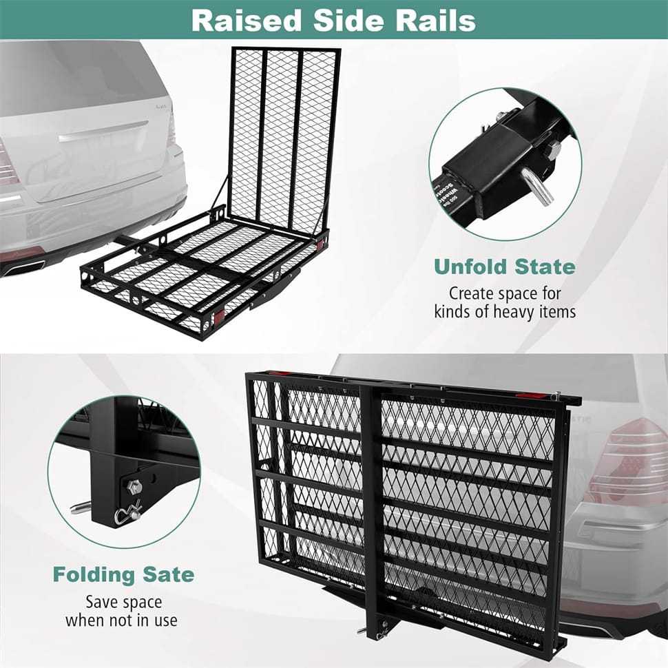 500LBS Hitch Cargo Carrier with Folding Ramp & Tie-Downs, Heavy Duty Mobility Scooter & Wheelchair Carrier for Car, Truck, SUV, RV