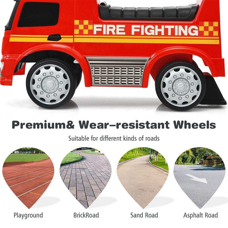 Kids Ride On Fire Engine Racer Mercedes Benz Toddler Sliding Push Car with Storage Steering Wheel