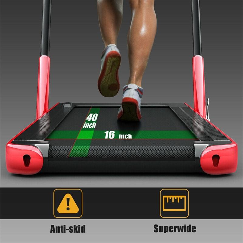 2.25HP 2-in-1 Folding Under Desk Treadmill with LED Display, Remote & APP Control, Portable Electric Walking Running Machine for Home Office
