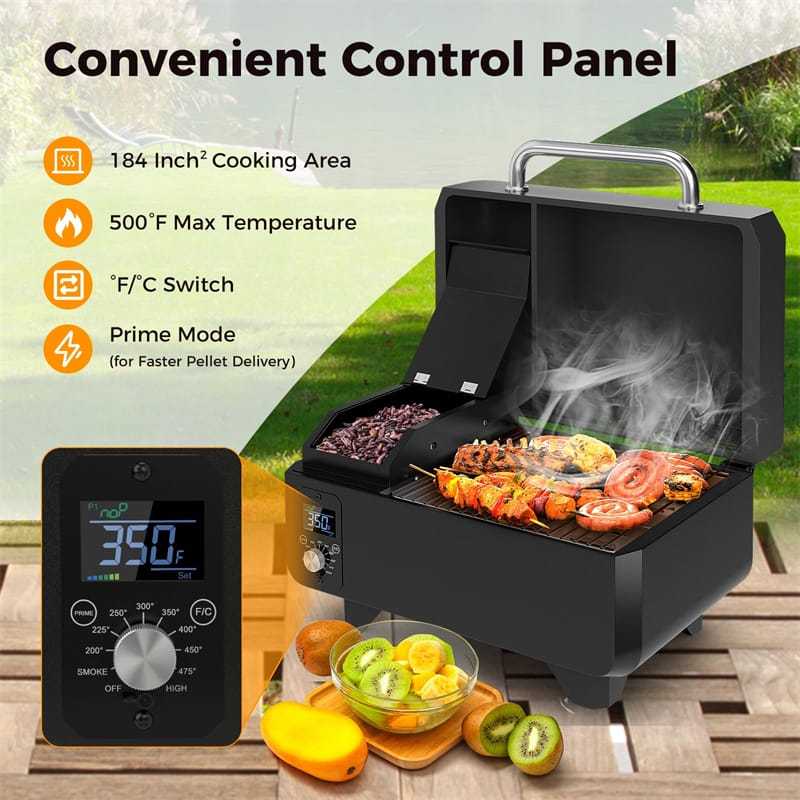 Pellet Grill and Smoker Portable Pellet Smoker Tabletop Wood Pellet Grill w/ Temperature Control, Removable Ash Pan, Grease Tray for Camping BBQ