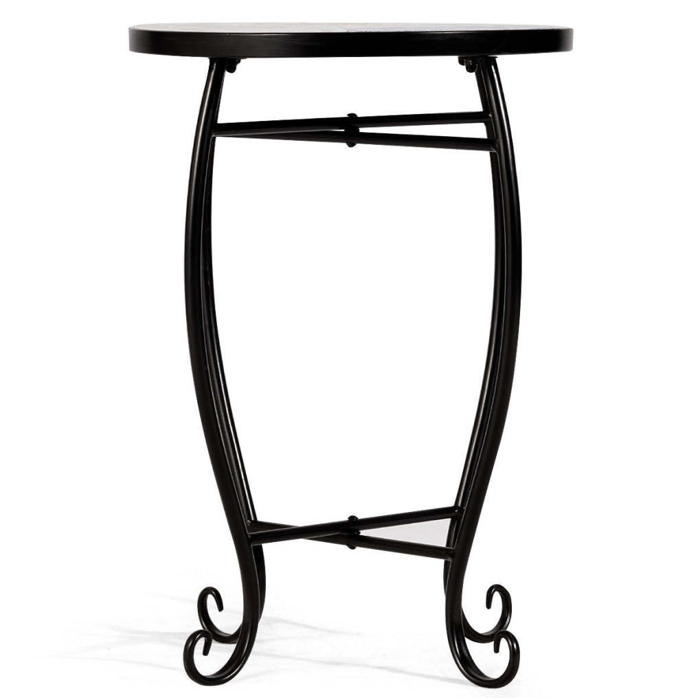 Outdoor Indoor Steel Round Accent Table Mosaic Plant Stand Cobalt Table