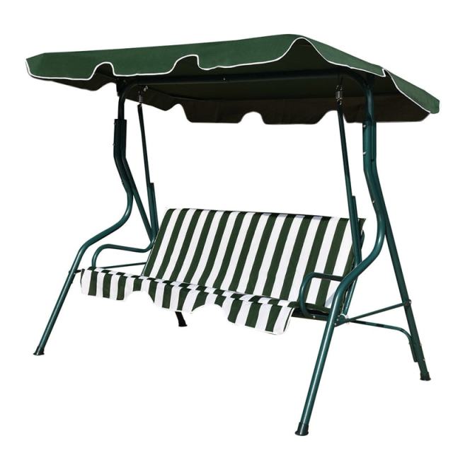 3-Seat Patio Swing with Adjustable Canopy & Removable Cushion, Powder-Coated Steel Frame Outdoor Porch Swing for Backyard, Garden, Balcony