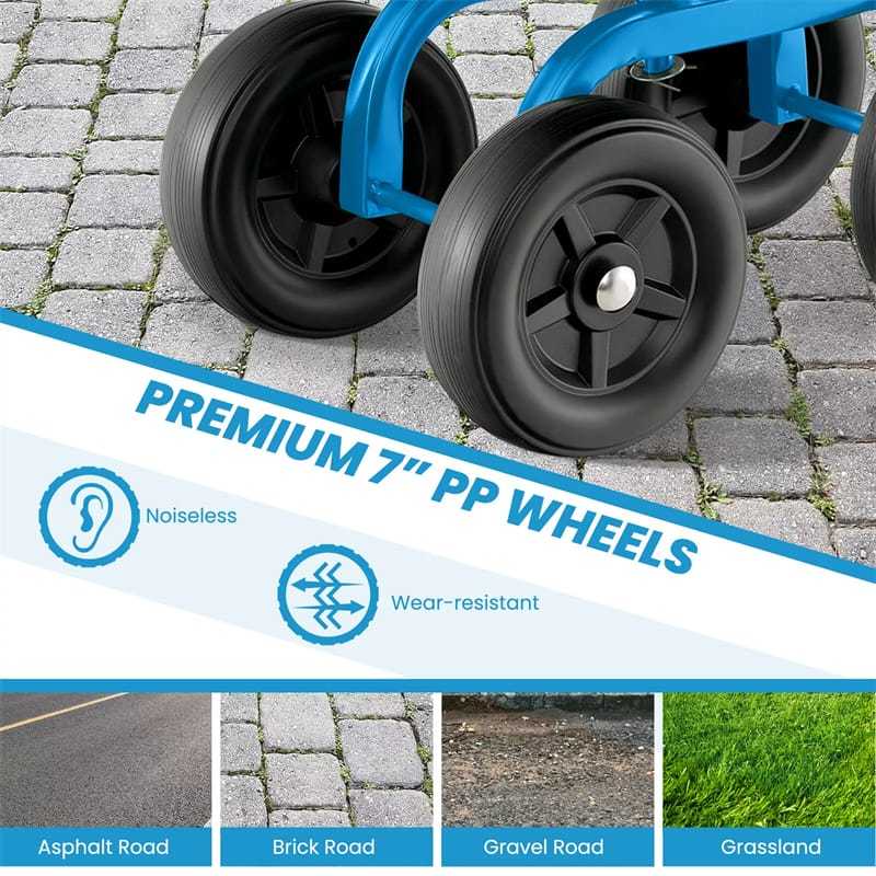 Heavy Duty Garden Cart with 360° Swivel Seat & Wheels, Height Adjustable Rolling Gardening Seat Utility Stool Cart Garden Scooter for Planting