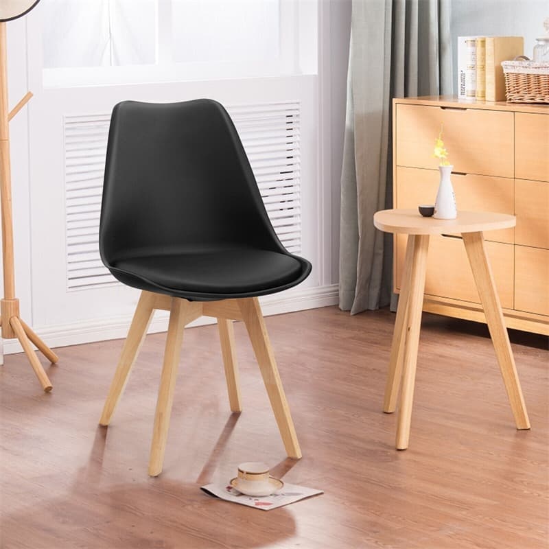 Set of 4 Modern Dining Chairs High Back Kitchen Chairs Mid Century Tulip Side Chairs with Padded Seats & Solid Wood Legs