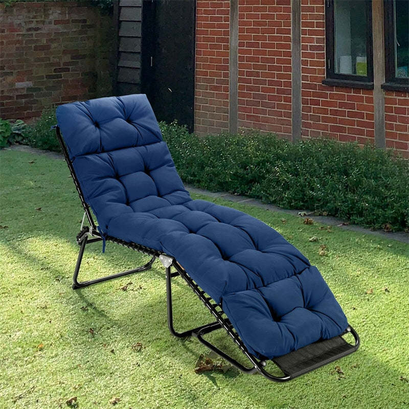 73" Thick Waterproof Outdoor Chaise Lounge Cushion with String Ties, All-Weather Patio Recliner Chair Pad for Poolside, Garden & Indoor Use