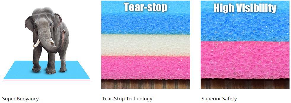 12' x 6' Floating Water Pad Mat 3 Layer Tear-Resistant XPE Foam for Beach Ocean Lake