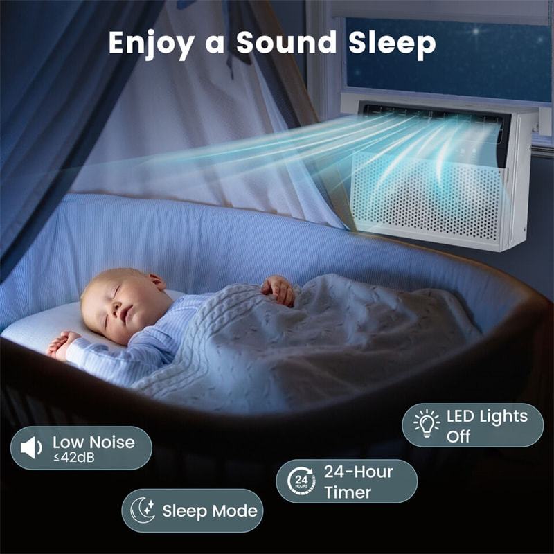 10000 BTU Window Air Conditioner Over-the-Sill AC unit with Energy Saver Modes, Remote & LED Control Panel