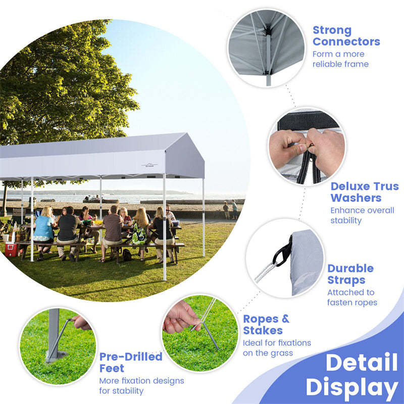 10x20 FT Pop-Up Canopy Party Tent Garage Car Shelter with Removable Screen Sidewalls & 2-Wheeled Storage Bag