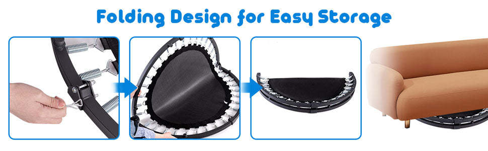 40" Foldable Mini Rebounder Trampoline with Adjustable Foam Handrail