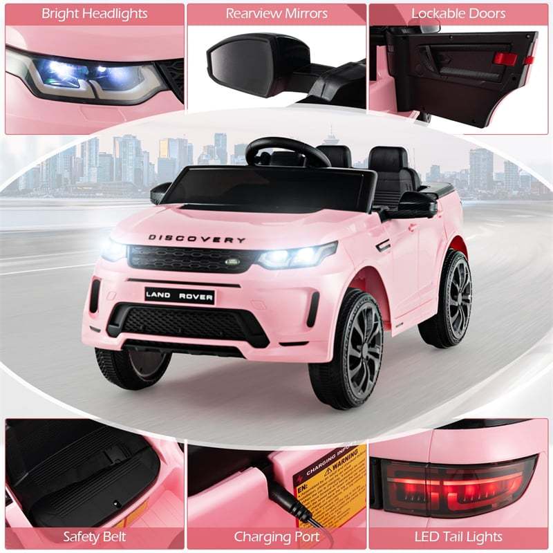 12V Kids Ride On Car Licensed Land Rover Electric Vehicle with Remote Control, LED Lights, Speed Switch Sound, Folding Rear Wheels