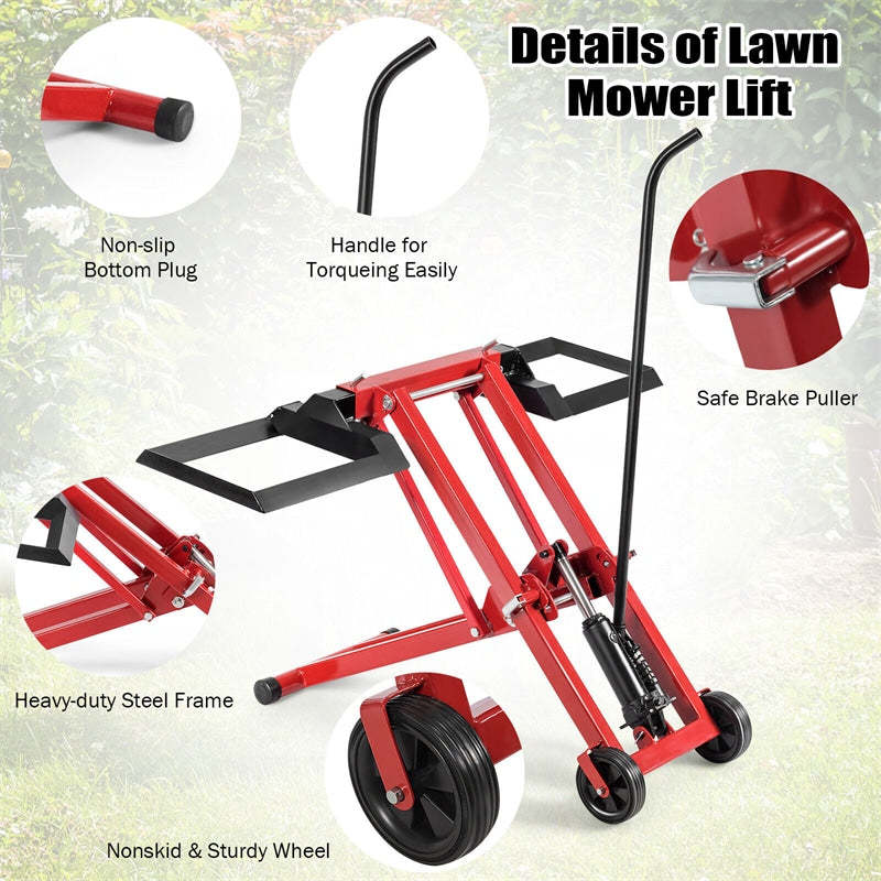 500 lb Capacity Lawn Mower Lift with Hydraulic Jack for Tractors & Zero Turn Riding Lawn Mower