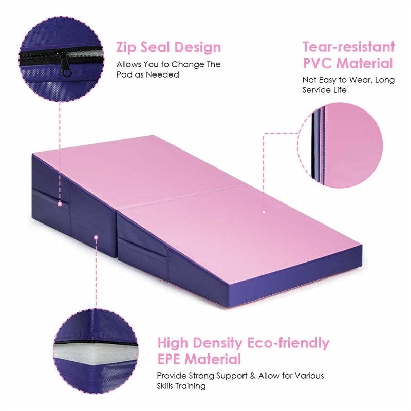 Tumbling Mat Folding Gymnastics Wedge Mat Incline Cheese Mat for Home Exercise Kids Play