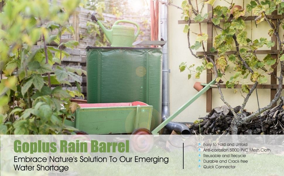 53 Gallon Portable Collapsible Rain Barrel Water Collector Tank