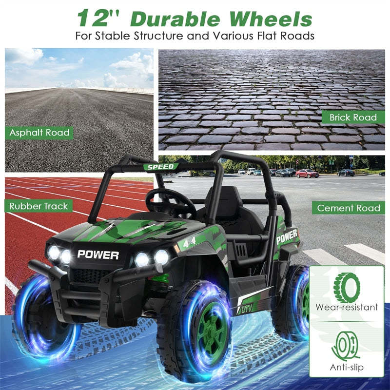 12V Electric Kids Ride-on UTV Car Battery Powered Off-Road Truck with Remote Control LED Lights Music