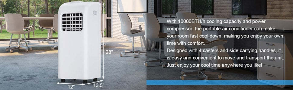 8000 BTU Portable Air Conditioner 3-in-1 Air Cooler Dehumidifier Function with Remote Control LED Display Window Kit