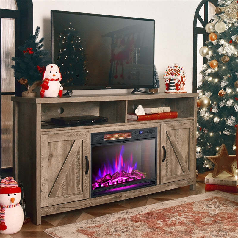 25" Electric Fireplace Insert, 1350W Freestanding Recessed Fireplace Heater with Remote Control, 3 Flame Colors, Adjustable Temperature & 6H Timer