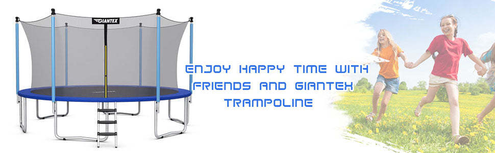 12 Ft Outdoor Trampoline Combo Bounce with Enclosure Net and Ladder