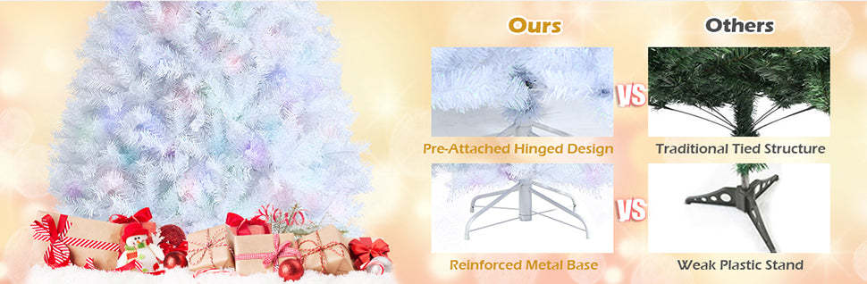 8ft White Iridescent Tinsel Artificial Christmas Tree with 1636 Branch Tips