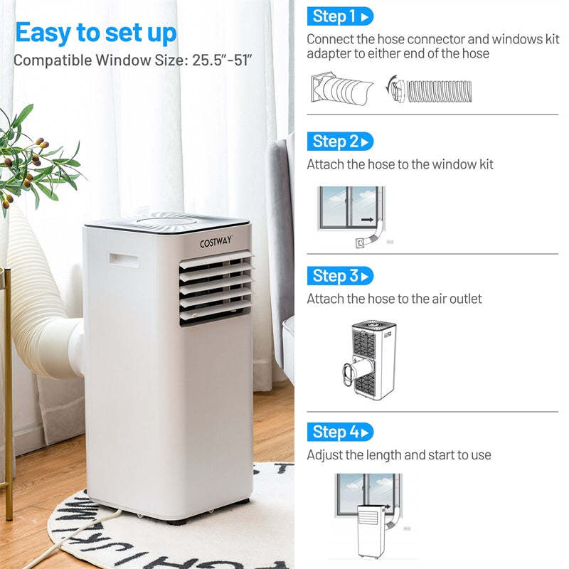 10000 BTU Portable Air Conditioner 3-in-1 Evaporative Air Cooler Dehumidifier Cooling Fan with Remote Control & Universal Casters
