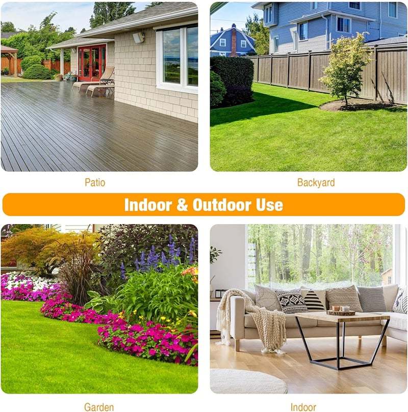 32" Round Outdoor Dining Table All Weather Patio Side Table with Umbrella Hole, Tempered Glass Top & Steel Frame