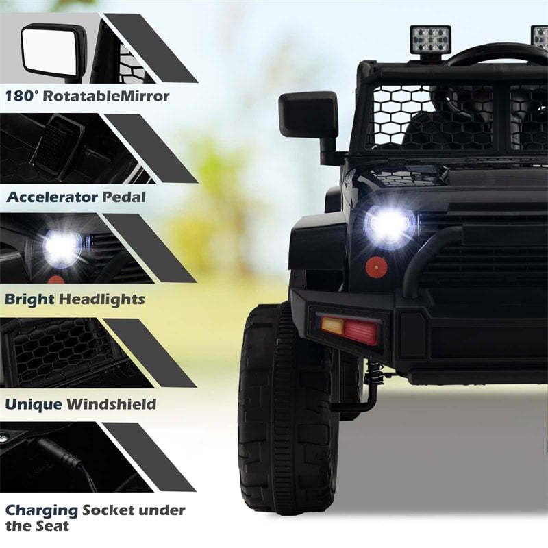 12V Kids Ride-On Truck, Battery Powered Electric Vehicle with Remote Control, Headlights, Music, Ride-On Cars for Boys & Girls