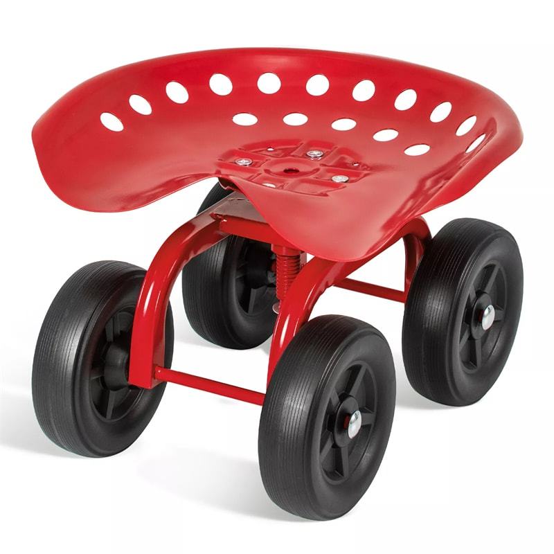 Heavy Duty Garden Cart with 360° Swivel Seat & Wheels, Height Adjustable Rolling Gardening Seat Utility Stool Cart Garden Scooter for Planting