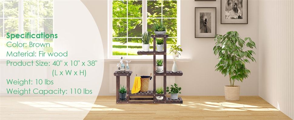 6 Tier Vertical Plant Stand Wooden Flower Display Stand Plant Pot Holder Multi Shelf Organizer Storage Rack for Home Patio Balcony Garden