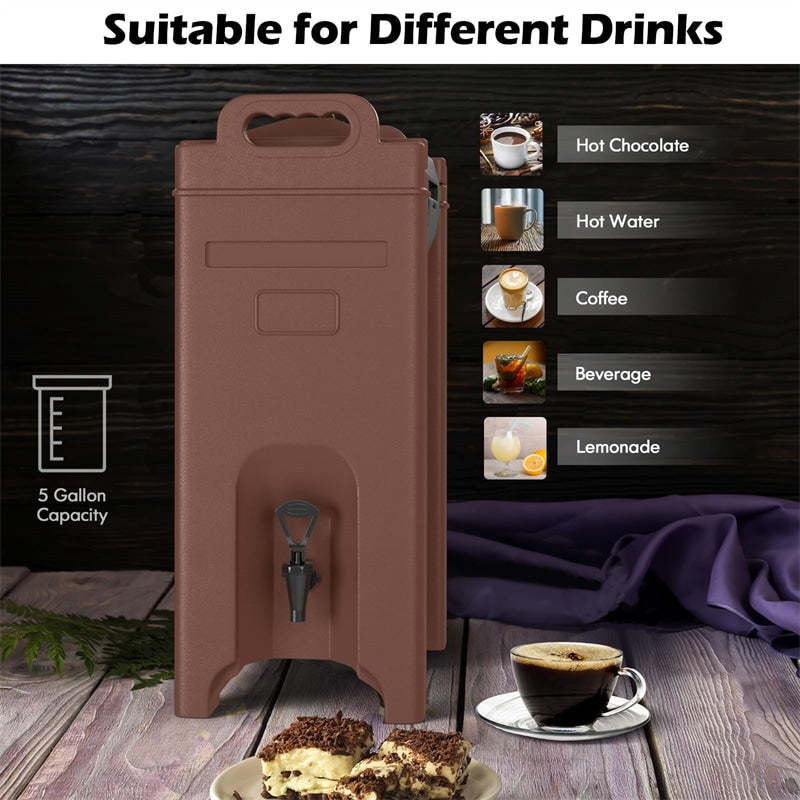 5 Gallon Insulated Beverage Dispenser/Server Food-grade Hot & Cold Drink Carrier with Handles & Spring Action Faucet