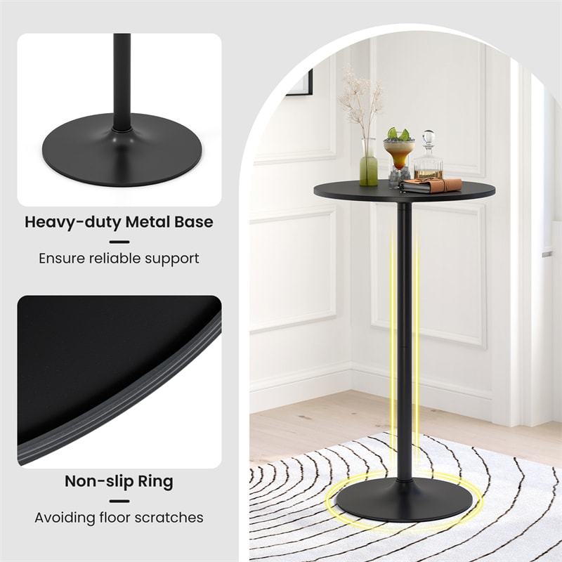 2-in-1 Bar Table with Detachable Pole, Metal Base, 40"/22" Two Convertible Height, Cocktail Table, Round Pub Table for Living Room, Restaurant