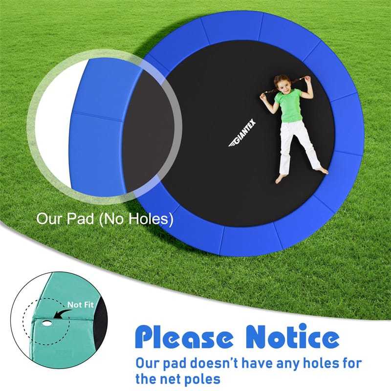 12FT Universal Trampoline Pad No Pole Holes, Waterproof Trampoline Spring Cover, Tear-Resistant Replacement Safety Pad for Trampolines