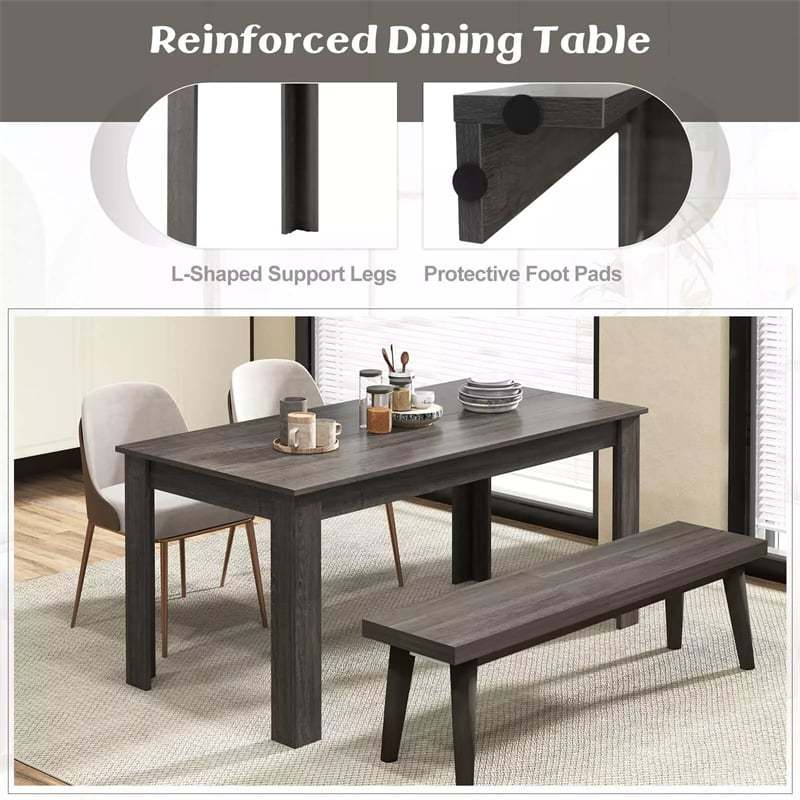 63" Rectangular Dining Table for 4-6 People, Farmhouse Wood Kitchen Table with Heavy Duty Legs, 330LBS Capacity for Living Room, Home Office