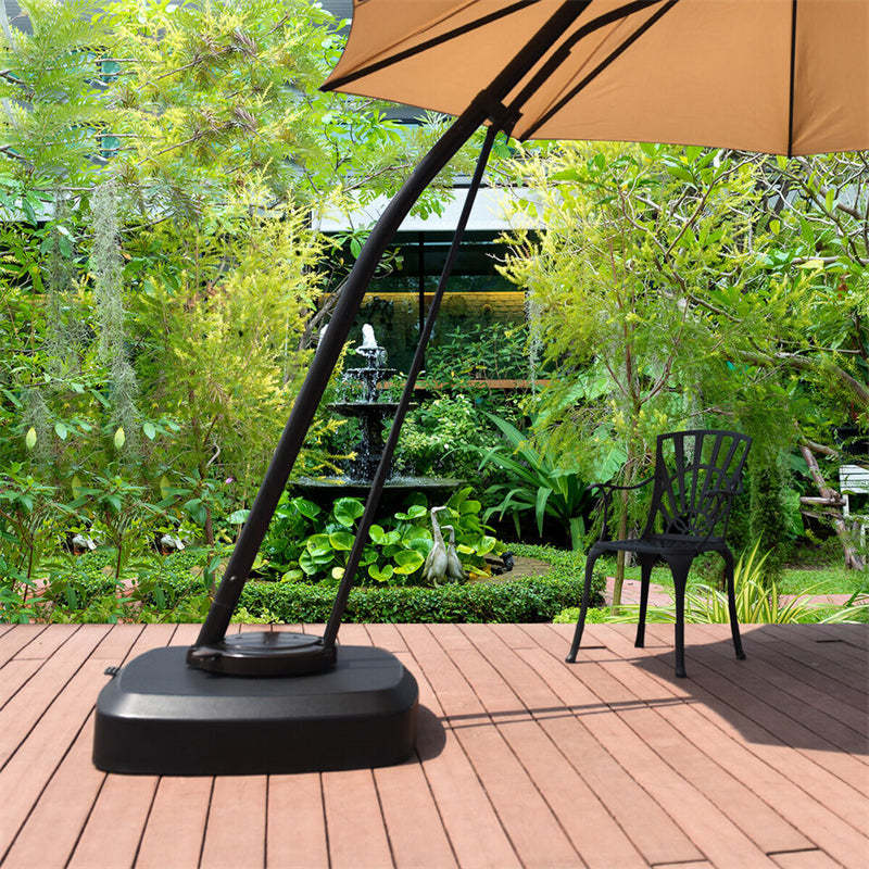 330lbs Cantilever Offset Umbrella Base with Wheels & Easy-Fill Spouts, Water/Sand Fillable Patio Umbrella Stand Base for Poolside, Garden, Deck