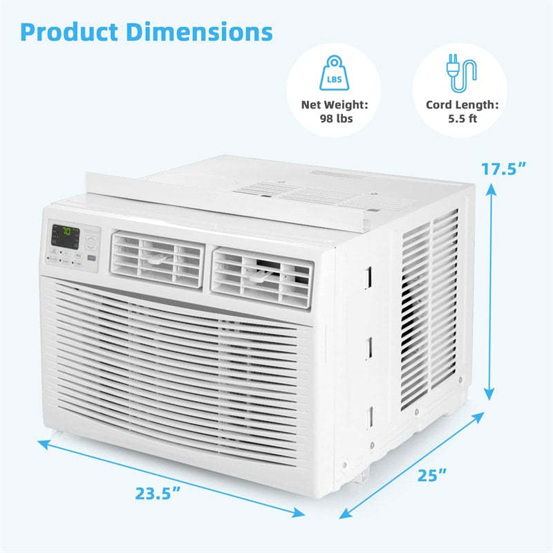 15000 BTU Quiet Window Air Conditioner Cools 450 Sq.Ft. Energy Efficient 3-in-1 Wall AC Unit with Remote Control, Cool, Dry, Fan & ECO Modes