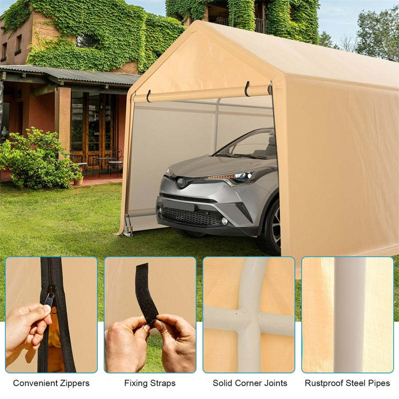 9' x 17' Heavy Duty Carport Car Canopy Portable Garage Shelter Outdoor Storage Tent with Roll-up Front Door