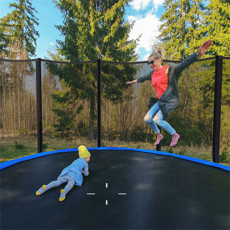10FT Outdoor Trampoline Bounce Combo All-weather Backyard Trampoline with Safety Enclosure Net Combo & Ladder for Kids Adults