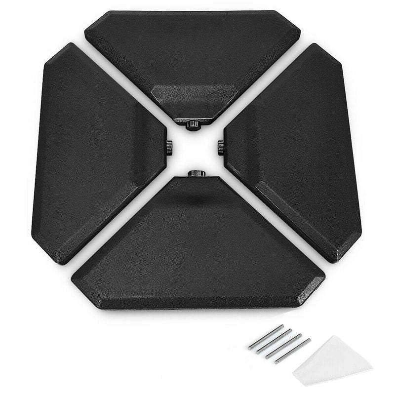 4 Piece Cantilever Offset Umbrella Base Weight, 195lbs Sand-Water Filled Umbrella Weight Plate for Poolside, Backyard, Garden