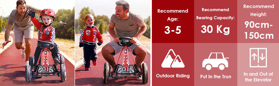 4 Wheel Kids Powered Ride On Pedal Go Kart Outdoor Racer Car