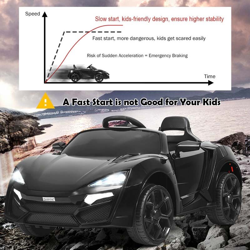 Kids Ride On Sports Car, 12V Battery Powered Electric Vehicle with Remote Control & LED Lights for Boys & Girls
