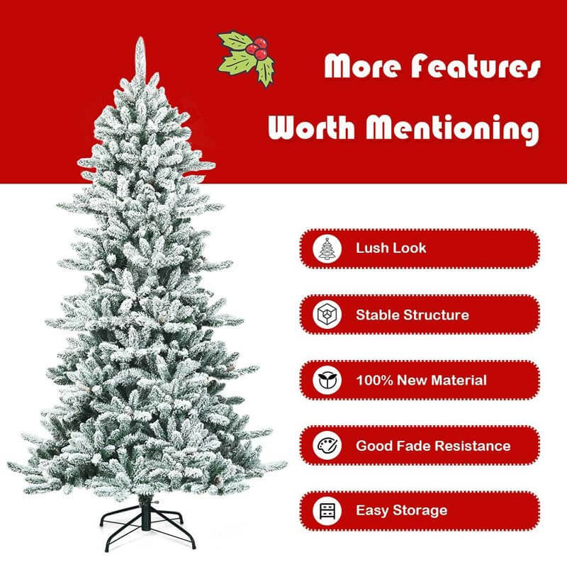 7FT Snow Flocked Slim Artificial Christmas Tree