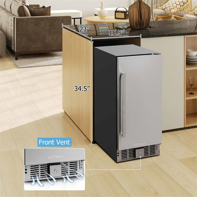 115 Can Beverage Refrigerator, 15 Inch Undercounter Drink Fridge with Stainless Steel Door, Removable Shelves, Built-In & Freestanding Beverage Cooler