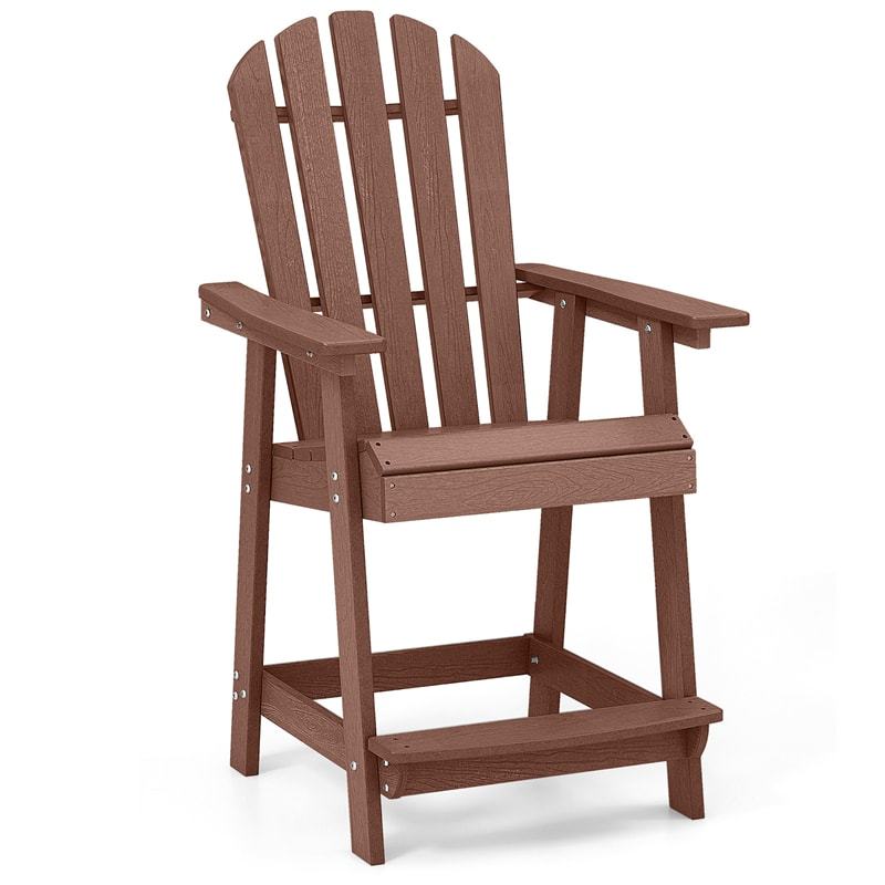 Outdoor HDPE Bar Stool, Tall Adirondack Chair with Armrest & Footrest, Weather-Resistant 47" Counter Height Barstool for Poolside, Patio Garden