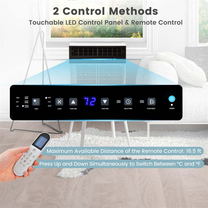 12000 BTU U-Shaped Window Air Conditioner, 42dB Ultra Quiet, Energy Saver Over-the-Sill AC with Remote, Covers 400 Sq.Ft for Bedroom/Living Room