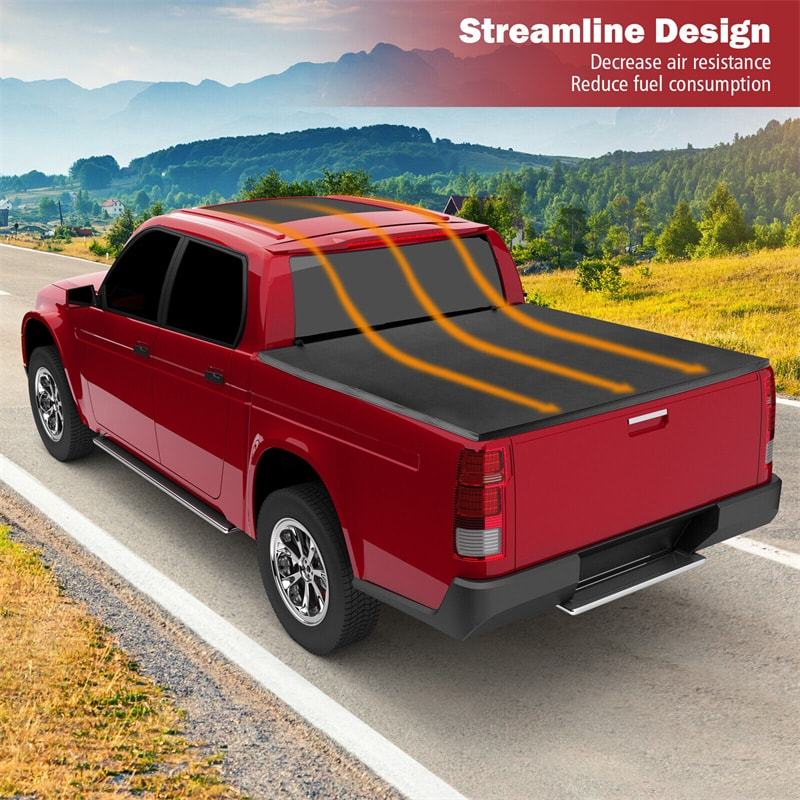 5.8FT Soft Quad Fold Tonneau Cover Weatherproof Truck Bed Cover for 14-23 Chevy GMC Silverado Sierra 1500, 15-23 Chevy GMC Silverado Sierra 2500/3500