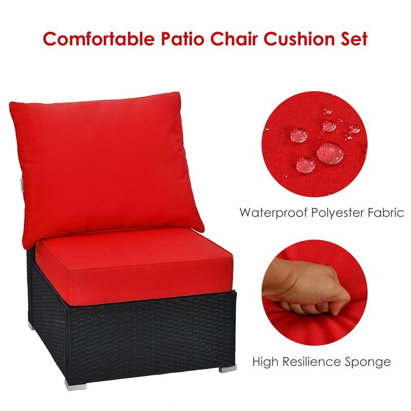 Deep Seat & Back Cushion Set with Rope Ties, Waterproof 6" Thick Indoor/Outdoor Chair Pads for Patio Furniture & Poolside
