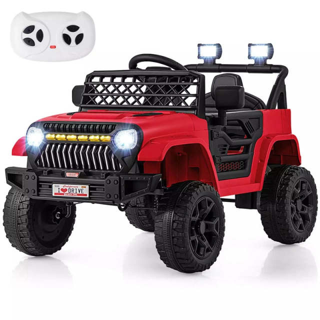 12V Kids Ride-On Truck, Electric Vehicle with Remote Control, Music & LED Lights, Battery Powered Toddler Ride-On Car for Boys & Girls 3+