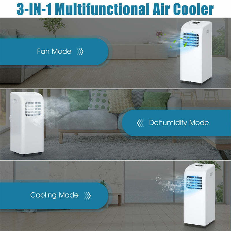 8000 BTU Portable Air Conditioner with Dehumidifier Function, Remote Control & Window Kit, Energy Efficient AC Unit for Rooms Up to 200 Sq. Ft