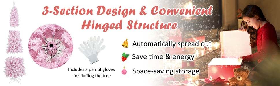 7ft Pre-Lit Pencil Christmas Tree Snow Flocked Hinged Xmas Tree with 800 Branch Tips 300 LED Lights 8 Lighting Modes