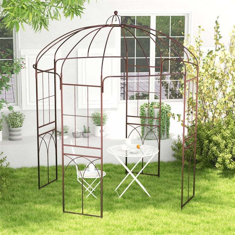 Birdcage Shape Garden Arbor, 8.4' x 7' Heavy Duty Metal Garden Gazebo Pergola Arch Trellis for Climbing Plants, Outdoor Wedding Party Decor