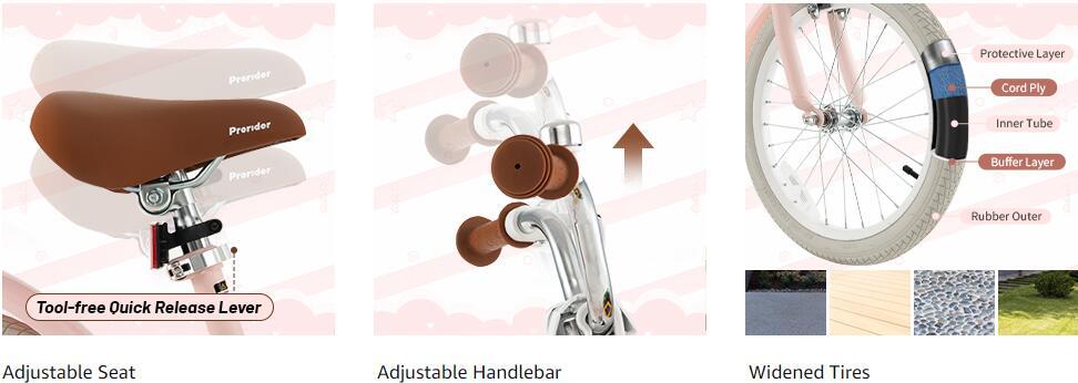 18" Kids Bike Toddler Bicycle Girls Boys Bike for 3-8 Years Old with Training Wheels Adjustable Seat Removable Basket