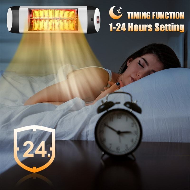 1500W Wall-Mounted Electric Patio Heater with Remote Control